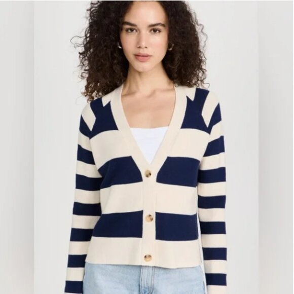 ATM Cotton Blend Mix Stripe Cardigan - Picture 1 of 8